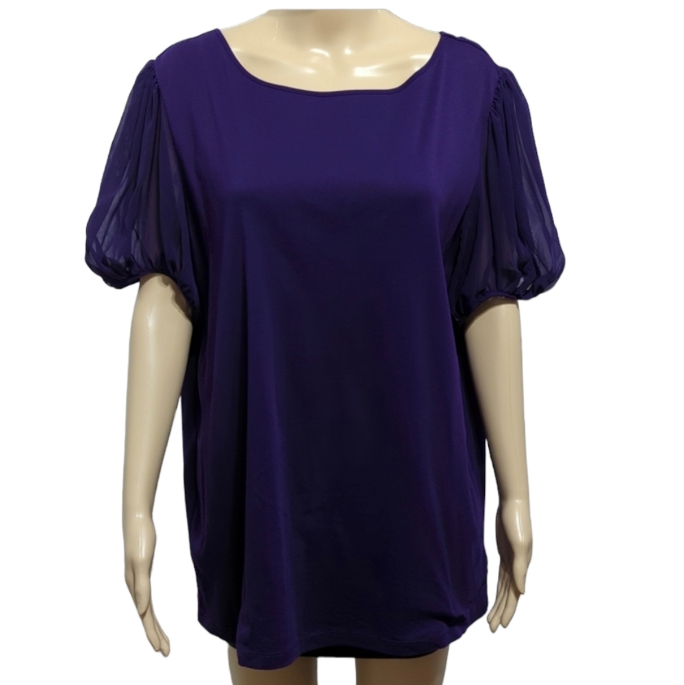 Purple Women's Puff-Sleeve Top